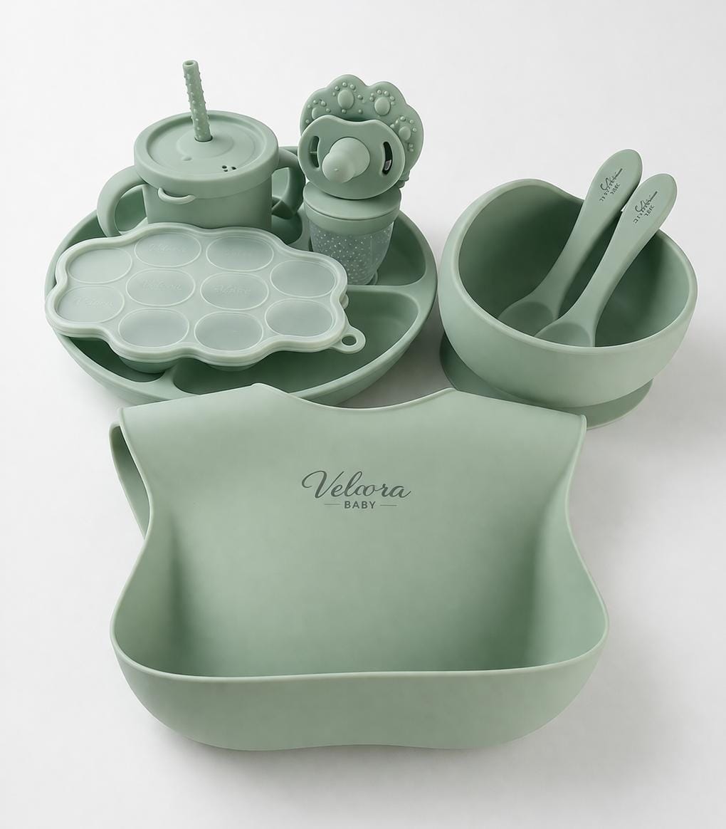 Silicone Baby Feeding Set – BPA Free, Suction Bowl, Bib, Spoon & Fork | Baby Led Weaning Set
