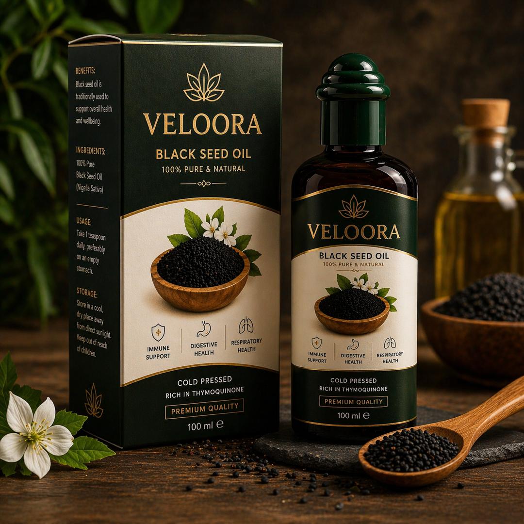 VELOORA Black Seed Oil – 100% Pure Cold Pressed Nigella Sativa (100ml) (Copy)