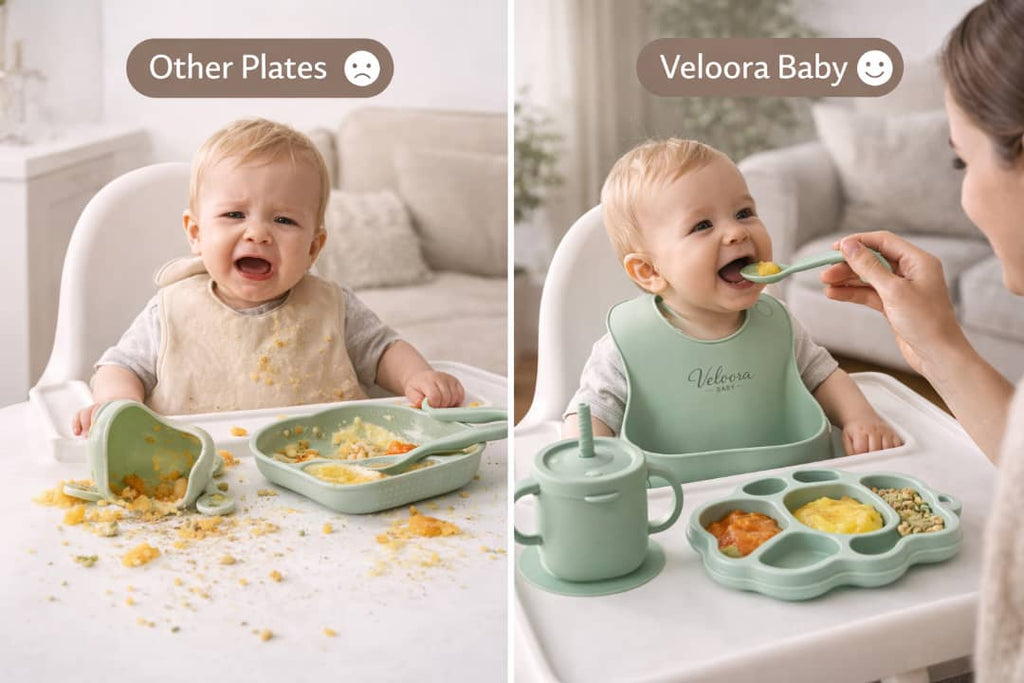 Silicone Baby Feeding Set – BPA Free, Suction Bowl, Bib, Spoon & Fork | Baby Led Weaning Set