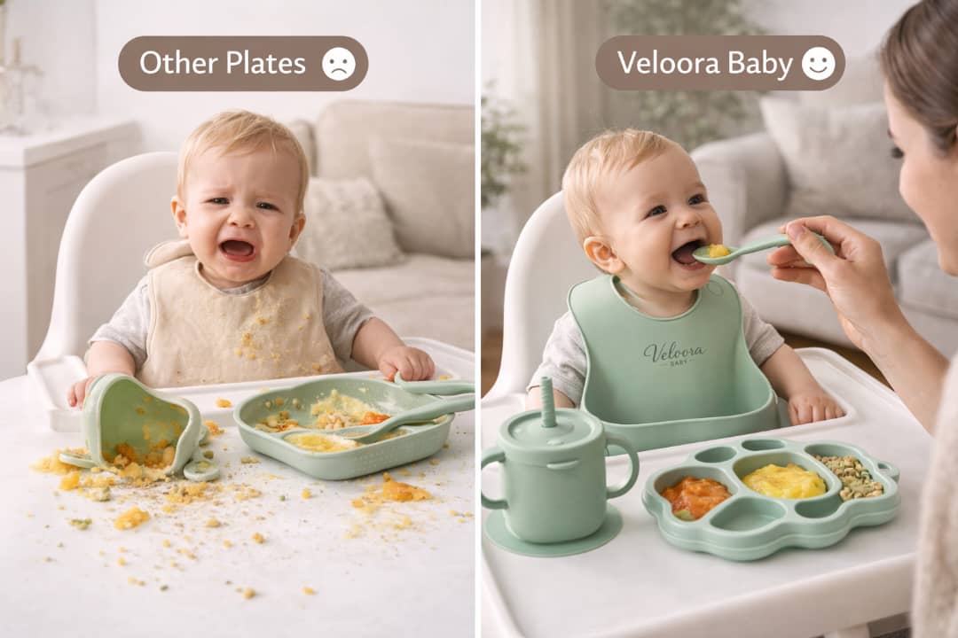 Silicone Baby Feeding Set – BPA Free, Suction Bowl, Bib, Spoon & Fork | Baby Led Weaning Set